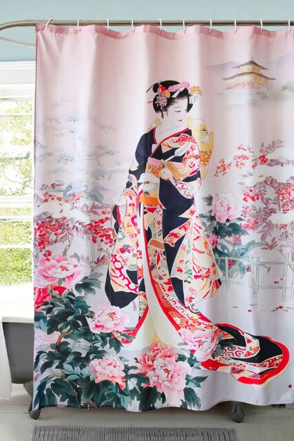 Neel Blue Woman Art Printed Bathroom Shower Curtain, Polyester Fabric Water Resistant - Size: 180 cm width x 200 cm drop - image 1