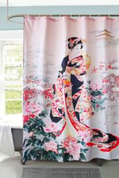 Neel Blue Woman Art Printed Bathroom Shower Curtain, Polyester Fabric Water Resistant - Size: 180 cm width x 200 cm drop - thumbnail 6