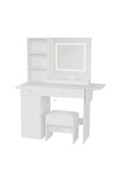 Living and Home Dressing Table with LED Illuminated Mirror in White - thumbnail 4