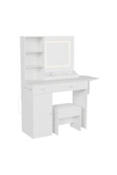 Living and Home Dressing Table with LED Illuminated Mirror in White - thumbnail 5