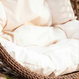 Rosewood & Stone Home Bodiam - Double Egg Chair in Cream on Brown - Size: 2 Seater - thumbnail 2