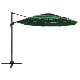 Berkfield Home Harmful 4-Tier Parasol with Aluminium Pole Green 3x3 m - thumbnail 3