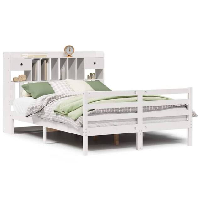 Berkfield Home Bookcase Bed without Mattress White 140x190 cm Solid Wood Pine - image 1
