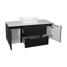 Bathroom Kingdom Monza Black & Grey Fluted Wall Hung Vanity Drawer Basin 1200mm - thumbnail 2