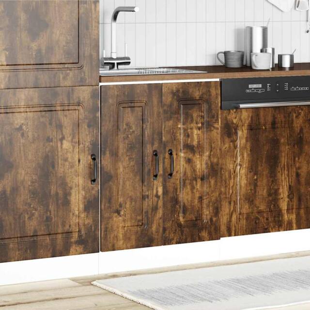 Berkfield Home Sink Base Cabinet Kalmar Smoked Oak 60x46x81.5 cm Engineered Wood in Brown - image 1