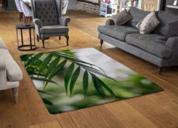 Benjamin Tate Design Closeup Of Green Palm Leaf Designer Rug in Natural - Size: Large - thumbnail 2