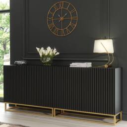 Mex Furniture LTD Sideboard Ripple Duo 200cm - Black with Fluted Doors - thumbnail 5