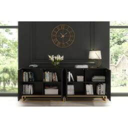 Mex Furniture LTD Sideboard Ripple Duo 200cm - Black with Fluted Doors - thumbnail 3