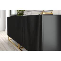 Mex Furniture LTD Sideboard Ripple Duo 200cm - Black with Fluted Doors - thumbnail 4