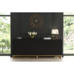 Mex Furniture LTD Sideboard Ripple Duo 200cm - Black with Fluted Doors - thumbnail 2