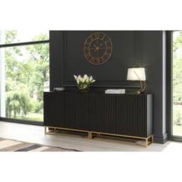 Mex Furniture LTD Sideboard Ripple Duo 200cm - Black with Fluted Doors - thumbnail 6