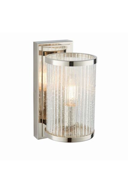 Netlighting Easton 1 Light Wall Bright Nickel Ribbed Glass With Bubbles E14 in Grey - image 1