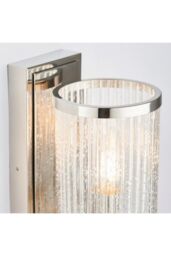 Netlighting Easton 1 Light Wall Bright Nickel Ribbed Glass With Bubbles E14 in Grey - thumbnail 4