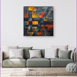 Warren Reed - Designer Geometric Interplay: Abstract Patterns Canvas - Size: w40 inch x h40 inch - thumbnail 1