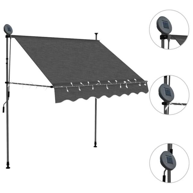 Berkfield Home Manual Retractable Awning with LED 200 cm Anthracite in Dark Grey - image 1