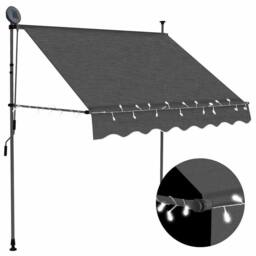 Berkfield Home Manual Retractable Awning with LED 200 cm Anthracite in Dark Grey - thumbnail 2