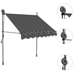 Berkfield Home Manual Retractable Awning with LED 200 cm Anthracite in Dark Grey