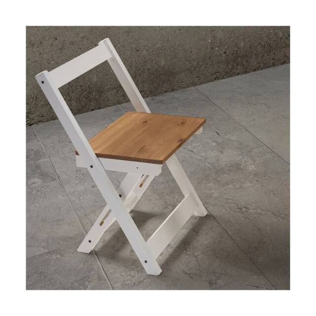 Seconique Santos Folding Chair (Box of 2) White/Distressed Waxed Pine in White - image 1