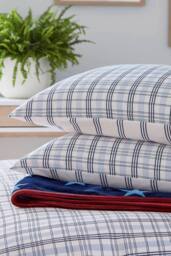 Helena Springfield 'Jones Check' Brushed Cotton Duvet Cover Set in Navy - Size: Single - thumbnail 5