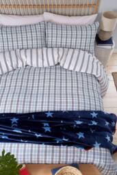 Helena Springfield 'Jones Check' Brushed Cotton Duvet Cover Set in Navy - Size: Single - thumbnail 4