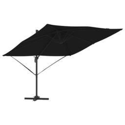 Berkfield Home Modern Cantilever Roma Parasol Black 286x285x265 cm Aluminium - Size: 286 x 285 x 265 cm - thumbnail 3
