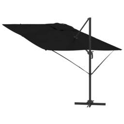 Berkfield Home Modern Cantilever Roma Parasol Black 286x285x265 cm Aluminium - Size: 286 x 285 x 265 cm - thumbnail 8