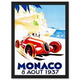 Artery8 Advert Racing Car Monaco 1937 Grand Prix A4 Artwork Framed Wall Art Print in Black - thumbnail 1