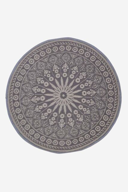 Homescapes Luxury Round Outdoor Rug Waterproof Reversible, Black Mandala - Size: 160 cm diameter - image 1