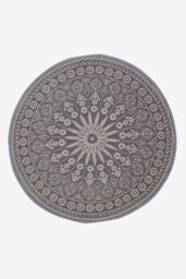 Homescapes Luxury Round Outdoor Rug Waterproof Reversible, Black Mandala - Size: 160 cm diameter