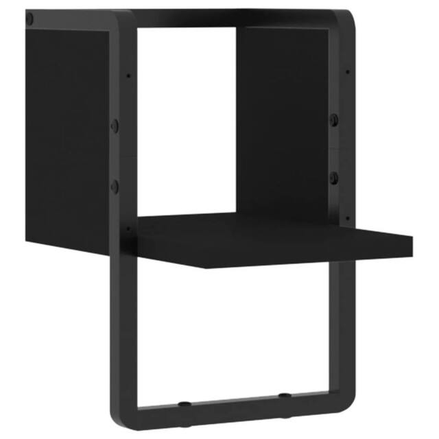 Berkfield Home Wall Shelf with Bar Black 20x25x30 cm - Size: 20 x 25 x 30 cm - image 1
