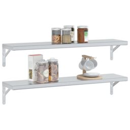 Berkfield Home Wall Shelves 2 pcs 100x23.5x3 cm Silver Stainless Steel - thumbnail 4