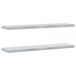 Berkfield Home Wall Shelves 2 pcs 100x23.5x3 cm Silver Stainless Steel - thumbnail 2