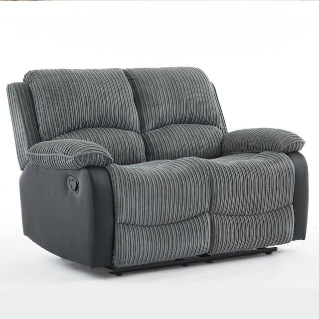 FURNITURE ONE Manual Reclining Chair, Corduroy Fabric Recliner Loveseat - Loveseat in Grey - Size: 1 Pack - image 1