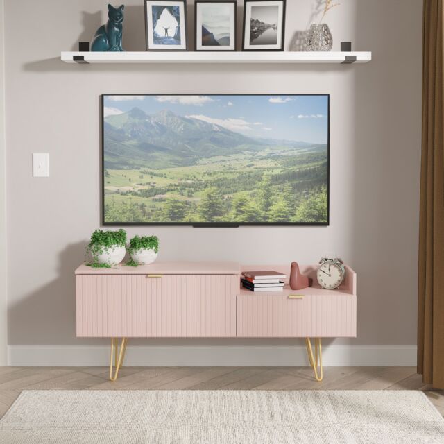 Ready Assembled 2 U Bexley 2 Drawer Coffee TV Unit (Ready Assembled) in Dusty Pink - image 1
