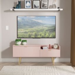 Ready Assembled 2 U Bexley 2 Drawer Coffee TV Unit (Ready Assembled) in Dusty Pink - thumbnail 1