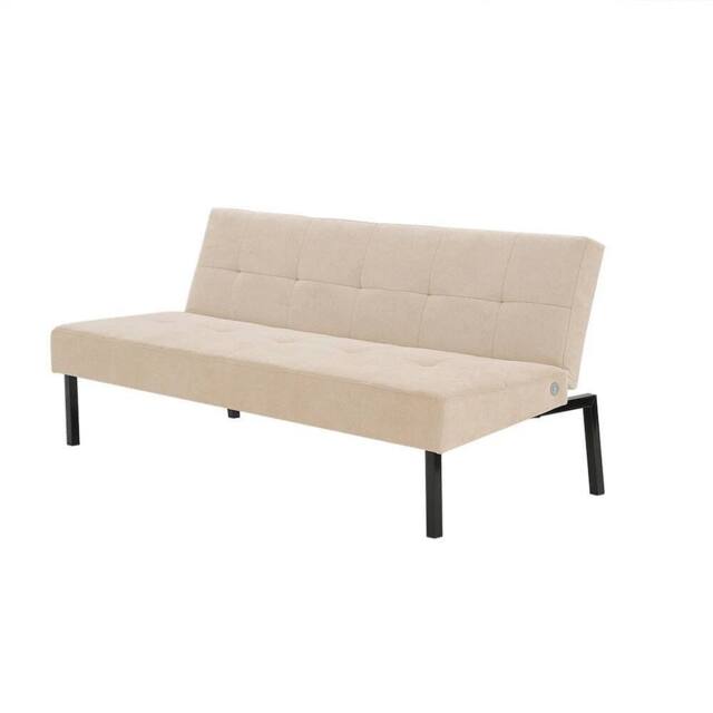 FLAVORA 3 Seater Click-Clack Soft Polyester Fabric Sofa in Beige - Size: 0.6m2 - image 1