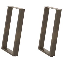 Berkfield Home vidXL Dining Table Legs U-Shaped 2 pcs Natural Steel 50x(72-73) cm Steel in Brown - thumbnail 2