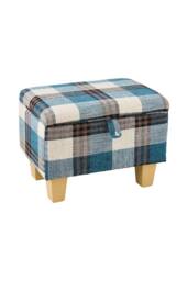 Living and Home Linen Upholstered Storage Ottoman in Blue - thumbnail 9
