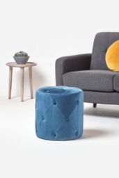Homescapes Windsor Velvet Footstool in Navy - thumbnail 2
