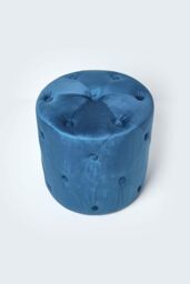 Homescapes Windsor Velvet Footstool in Navy - thumbnail 5