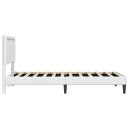 Berkfield Home Bed Frame with LED Strip Lights White 90 x 190 cm Faux Leather - thumbnail 7