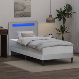 Berkfield Home Bed Frame with LED Strip Lights White 90 x 190 cm Faux Leather - thumbnail 4