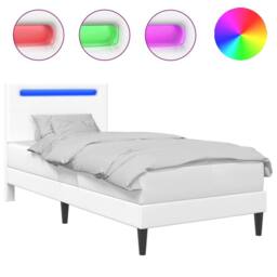 Berkfield Home Bed Frame with LED Strip Lights White 90 x 190 cm Faux Leather - thumbnail 2