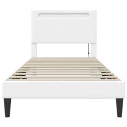 Berkfield Home Bed Frame with LED Strip Lights White 90 x 190 cm Faux Leather - thumbnail 6