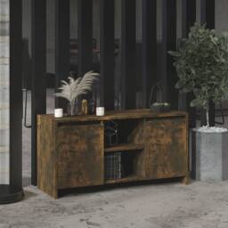 Berkfield Home TV Cabinet Smoked Oak 102x37.5x52.5 cm Engineered Wood in Brown - thumbnail 2