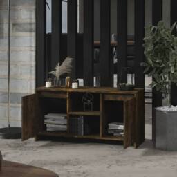 Berkfield Home TV Cabinet Smoked Oak 102x37.5x52.5 cm Engineered Wood in Brown - thumbnail 7