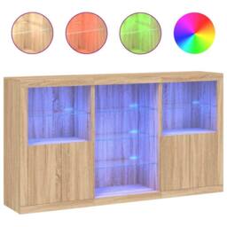 Berkfield Home Sideboard with LED Lights Sonoma Oak 181.5x37x100 cm in Light Tan - thumbnail 1