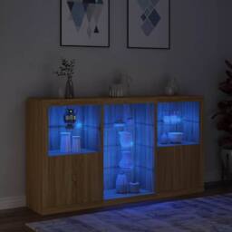 Berkfield Home Sideboard with LED Lights Sonoma Oak 181.5x37x100 cm in Light Tan - thumbnail 5