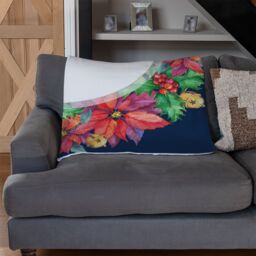 Benjamin Tate Design Holly & Bright Leaves Blanket in Natural - Size: 120 cm x 150 cm - thumbnail 2