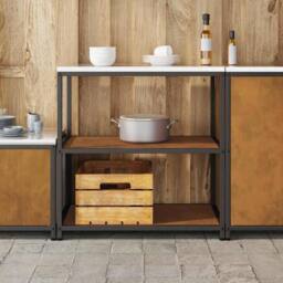 Berkfield Home Kitchen Storage Shelf with Storage Rusty Weathering steel in Brown - thumbnail 4